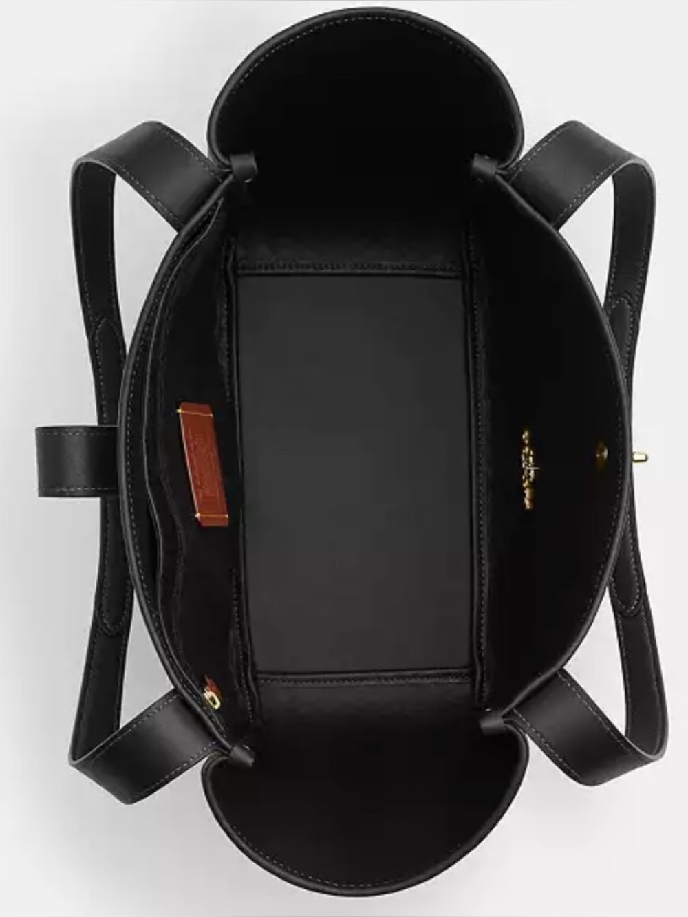 COACH Hadley Turn Lock Tote Bag Toast / Black Straw Smooth Leather - Picture 3 of 14